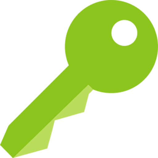 A small green icon depicting a key.